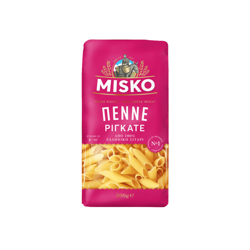 Misko Penne Rigate (500g) von Misko bei Araxxon  - Hochwertiges griechisches Produkt.   Misko Penne Rigate (500g) από Misko στο Araxxon  - Αυθεντικό ελληνικό προϊόν.